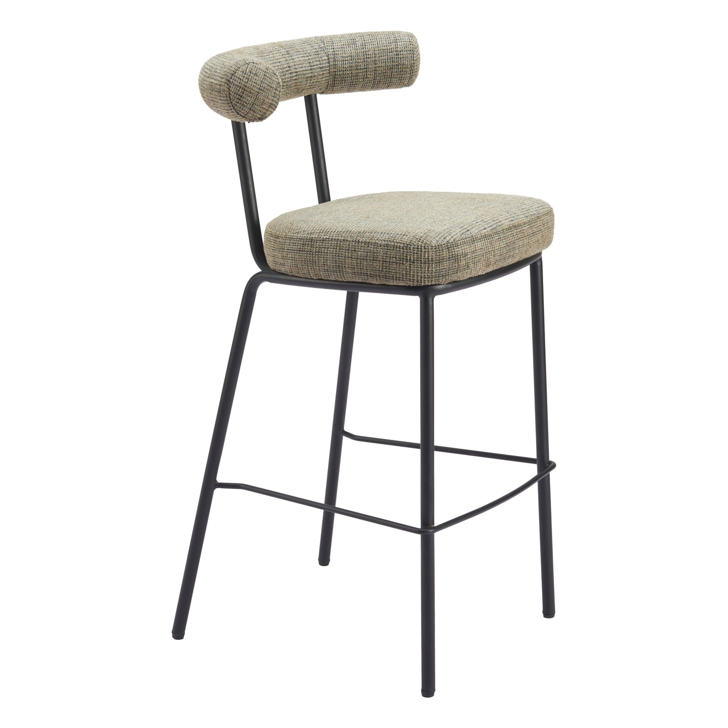 Kede Steel Green Tweed Barstool