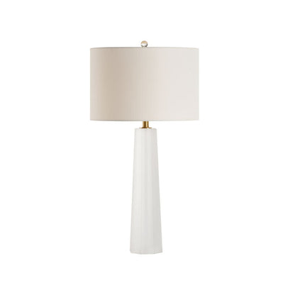 Chelsea House Frosted Crystal Crisp White Fabric Shade Table Lamp