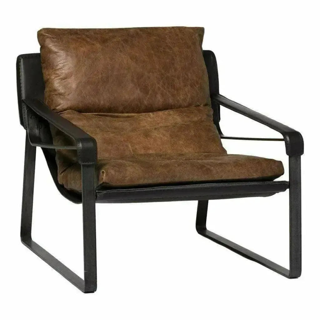 Connor Brown Leather Slipper Chair -- view 3