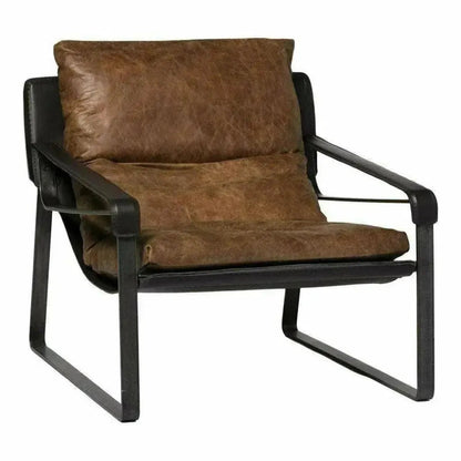 Connor Brown Leather Slipper Chair -- view 3