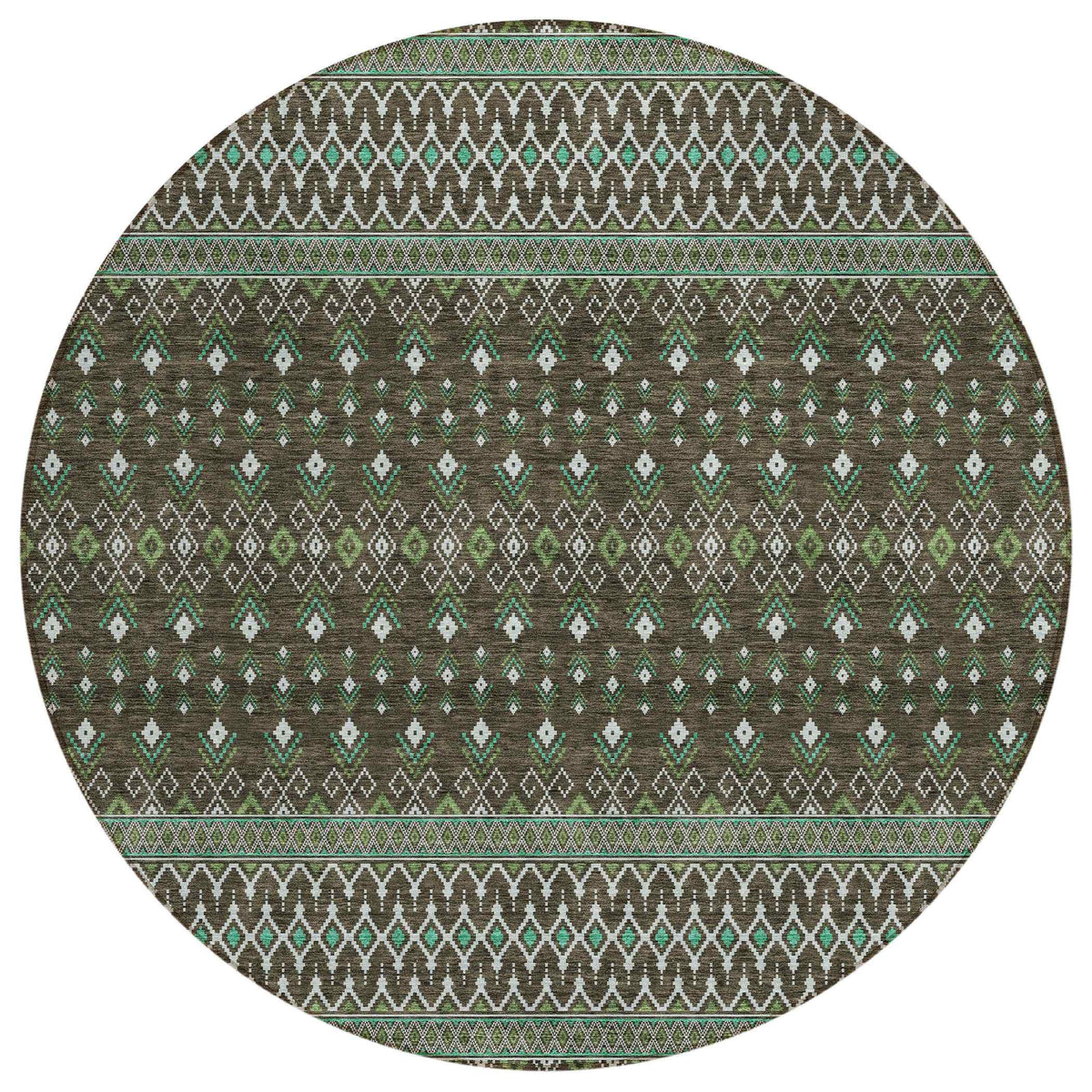 Lazy Rivers Brown Washable Indoor-Outdoor Rug