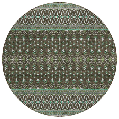 Lazy Rivers Brown Washable Indoor-Outdoor Rug