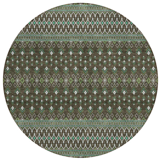 Lazy Rivers Brown Washable Indoor-Outdoor Rug
