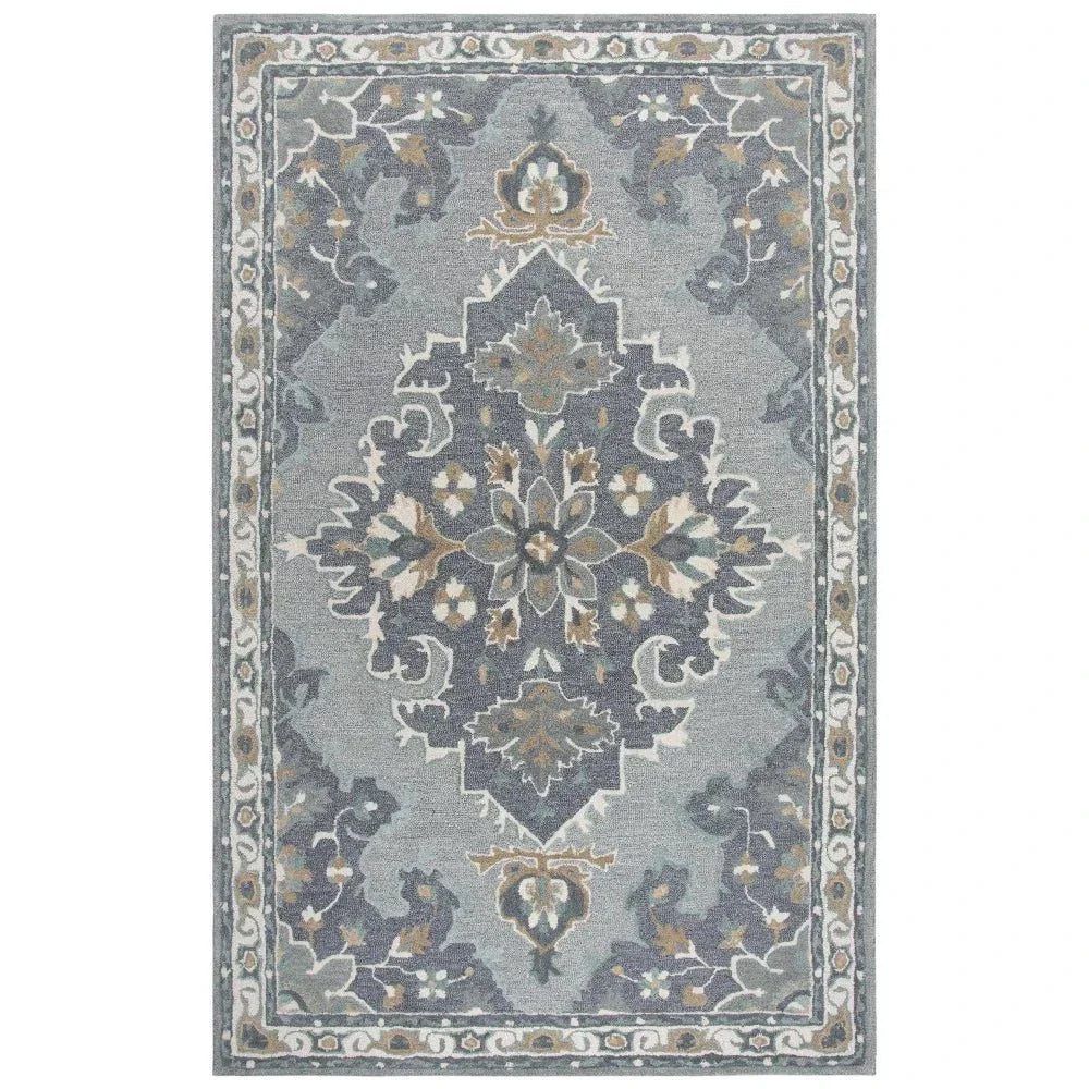 Axel Central Medallion Gray Large Area Rugs
