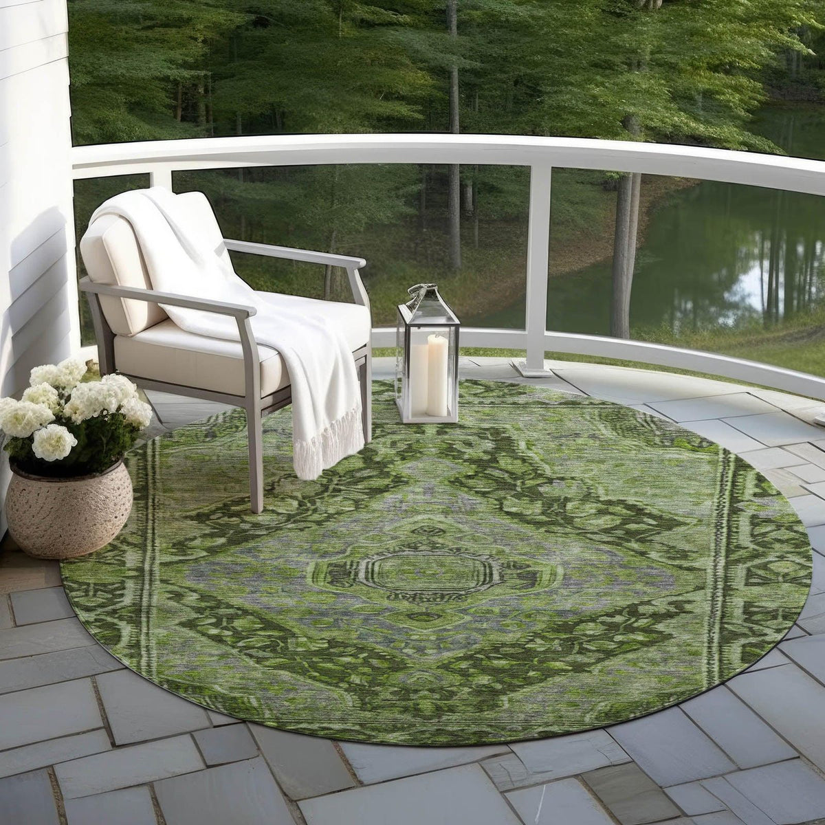 Kaelanor Green Washable Indoor-Outdoor Rug