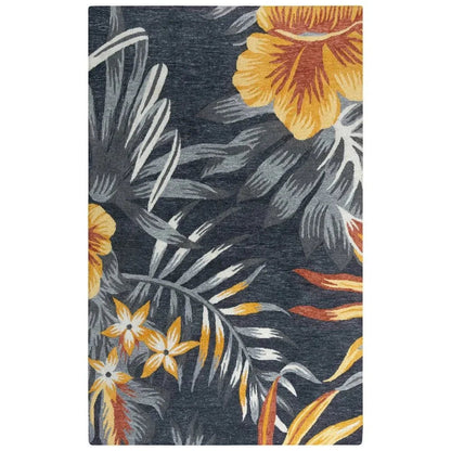 Clun Floral Charcoal Area Rugs For Living Room