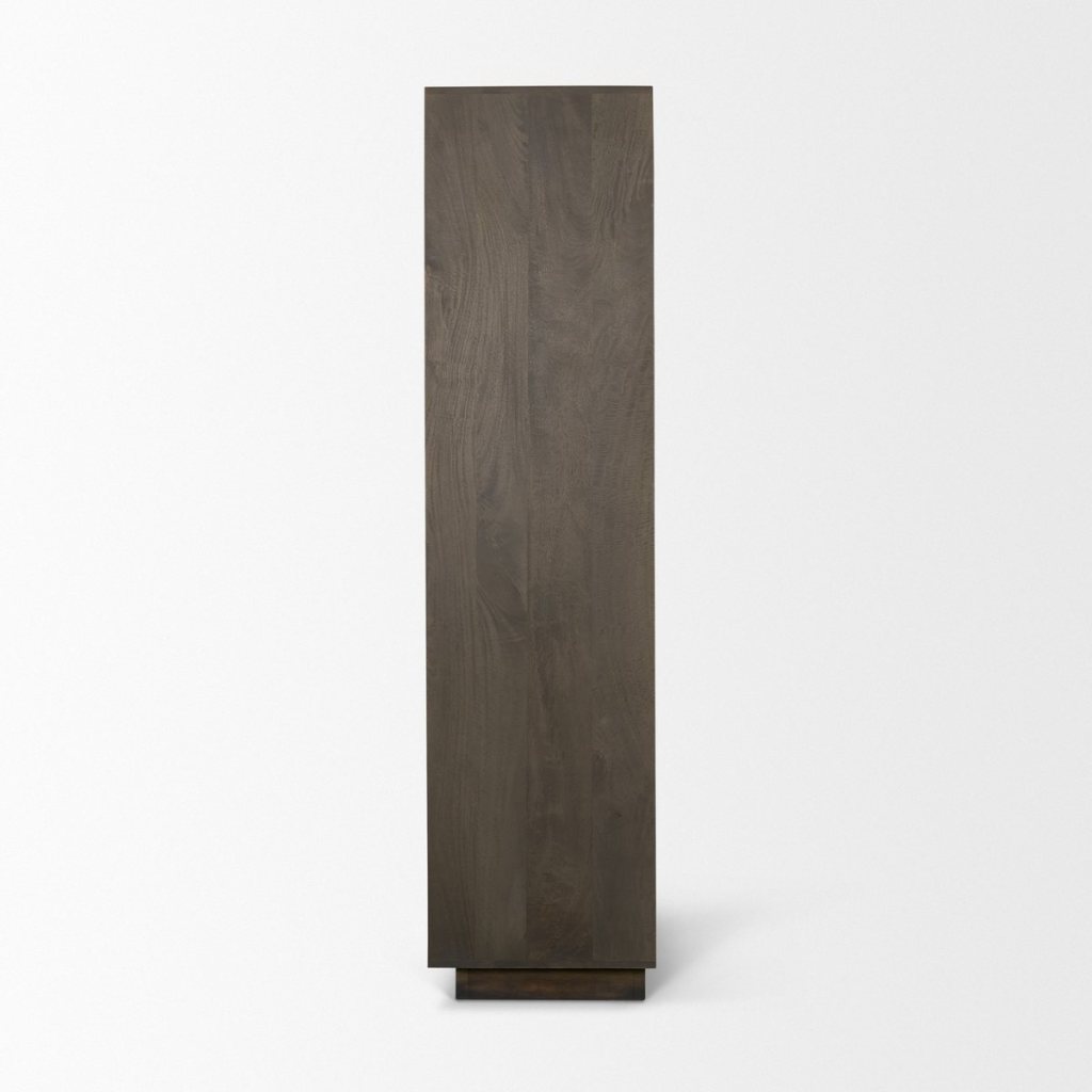 Cinder 42" Distressed Dark Brown Reeded 2-Door Tall Cabinet -- Dark Brown
