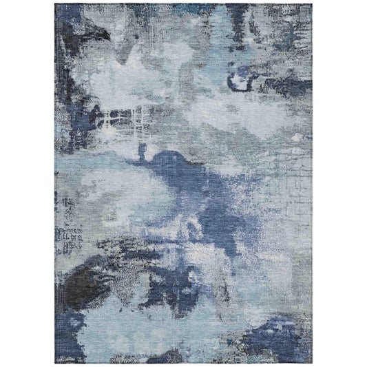 Iriara Blue Washable Indoor-Outdoor Rug