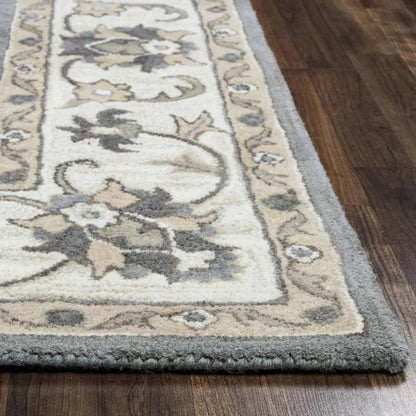 Cati Gray Round Area Rugs For Dining Room -- gray