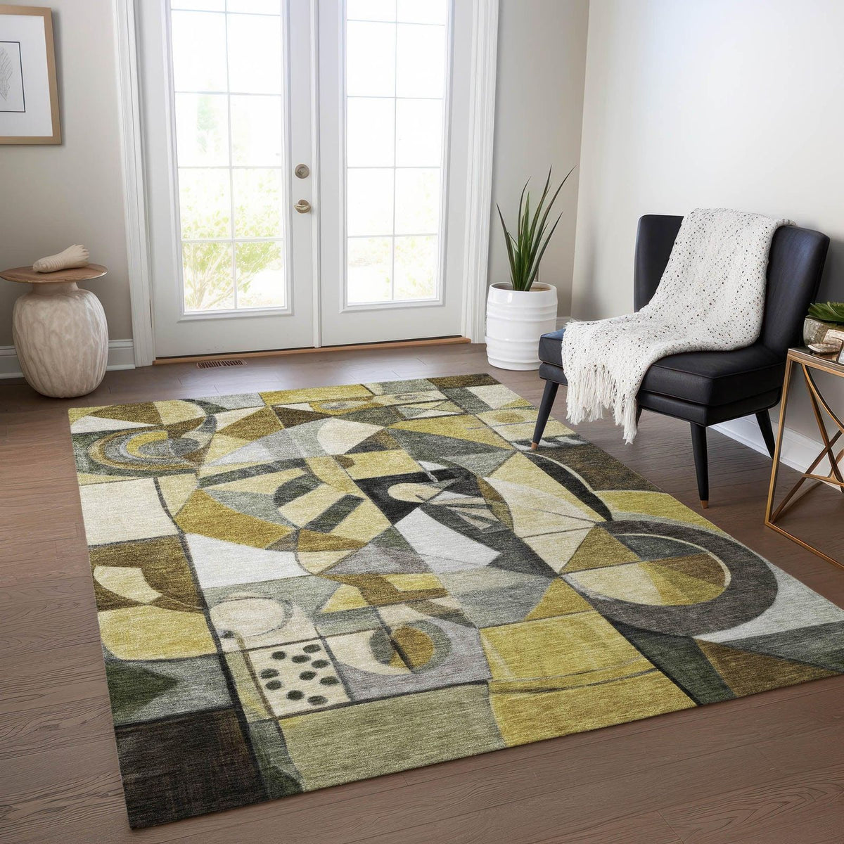 Jaelius Brown Washable Indoor-Outdoor Rug -- brown