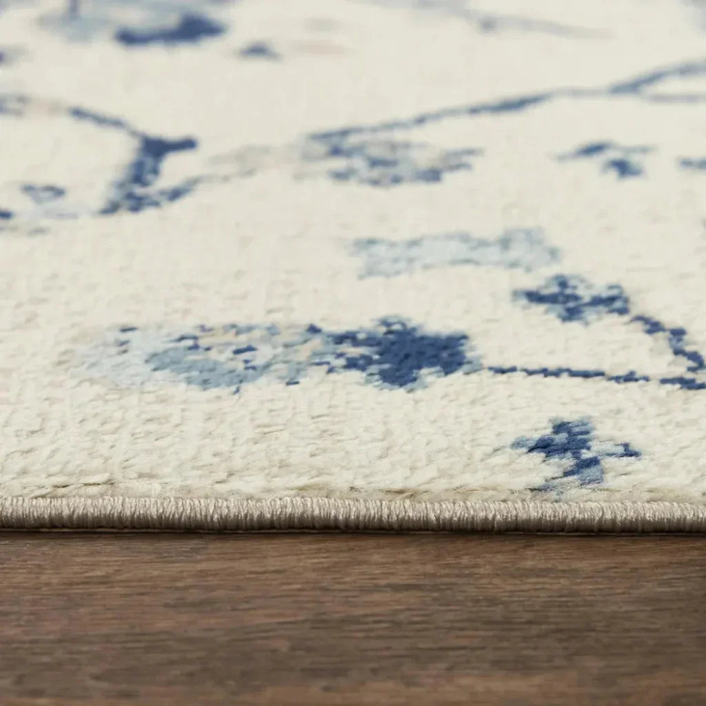 Cons Floral Blue Kitchen Hallway Runner Rug - LOOMLAN - LOOMLAN - Area Rugs