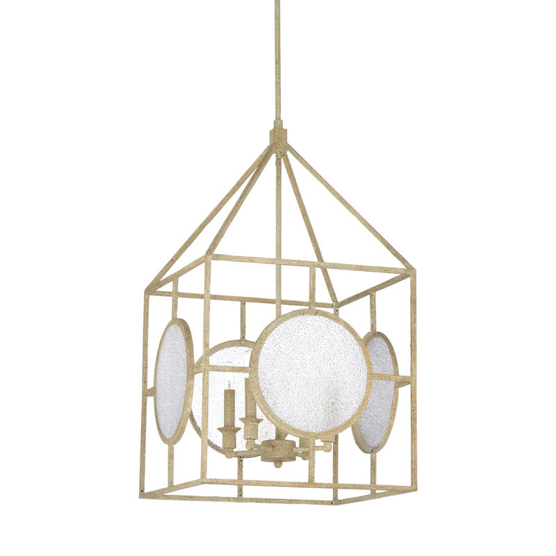 Wildwood Duxberry Aged White Crackle Glass Lantern
