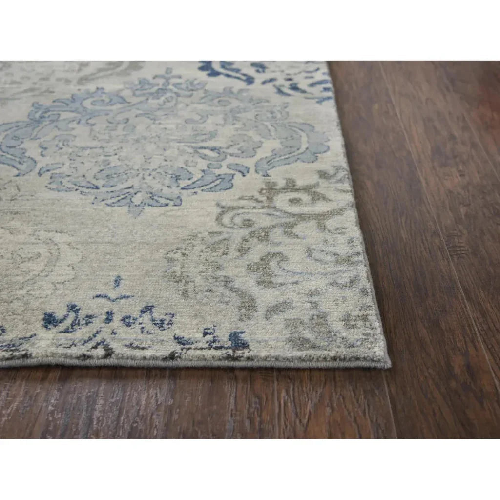 Aram Medallion Blue Large Area Rugs For Living Room -- blue