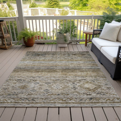 LOOMLAN Rugs Fariza Brown Washable Indoor-Outdoor Rug
