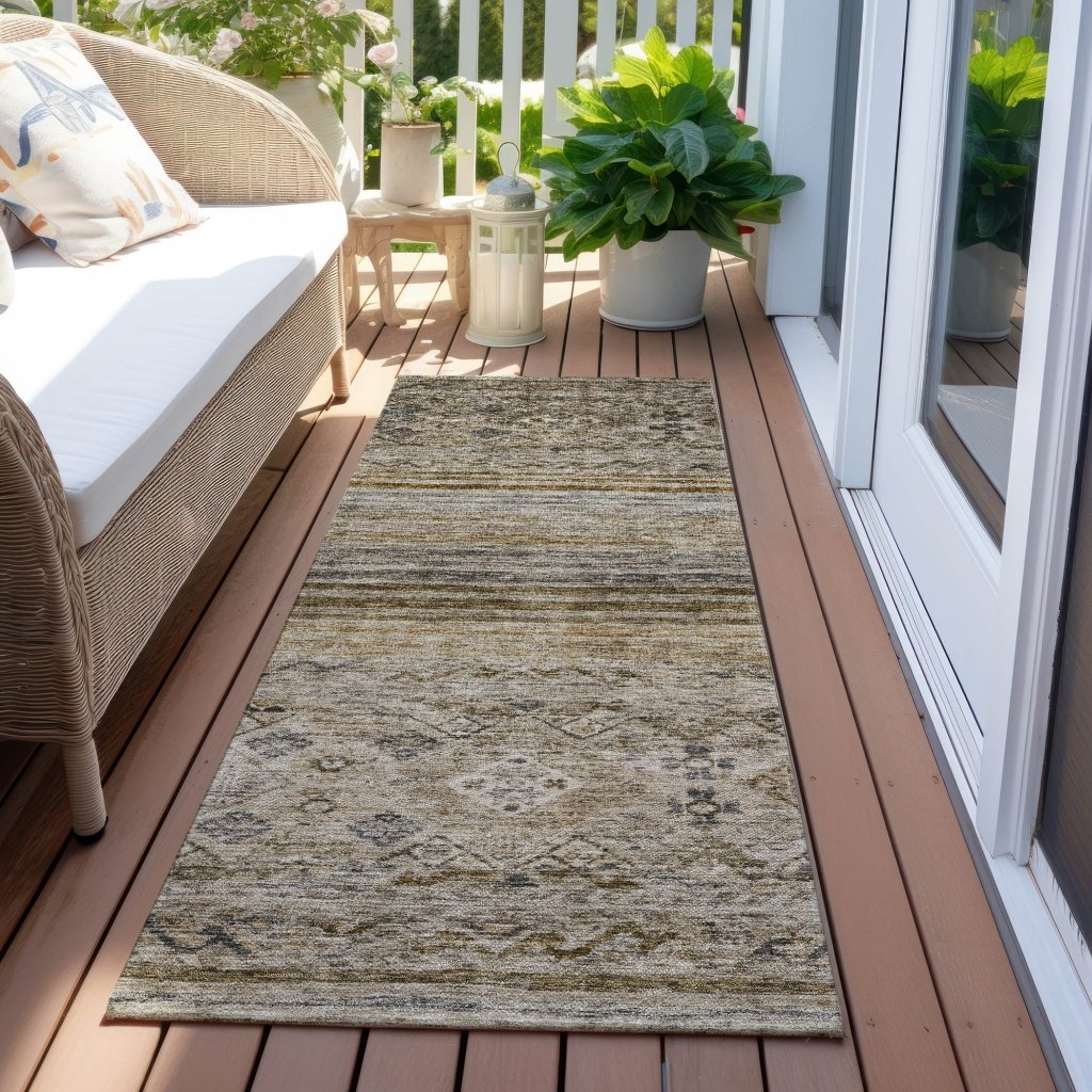 LOOMLAN Rugs Fariza Brown Washable Indoor-Outdoor Rug