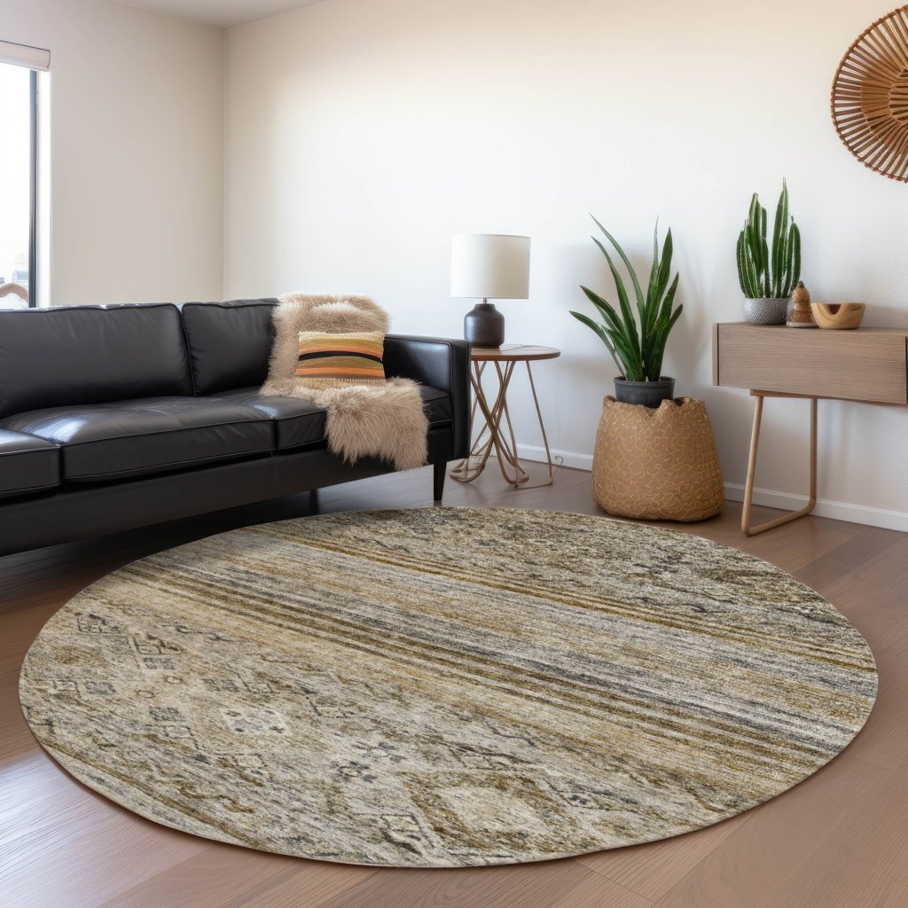 LOOMLAN Rugs Fariza Brown Washable Indoor-Outdoor Rug