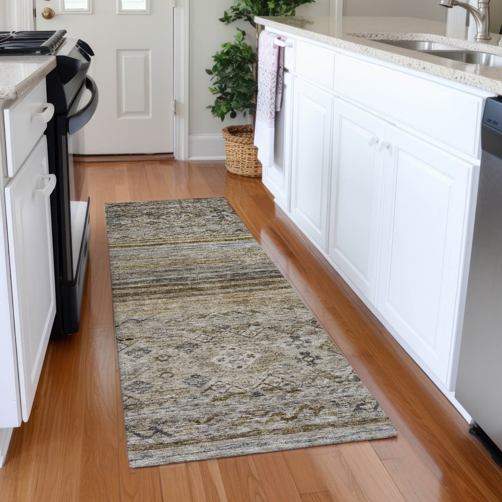 LOOMLAN Rugs Fariza Brown Washable Indoor-Outdoor Rug