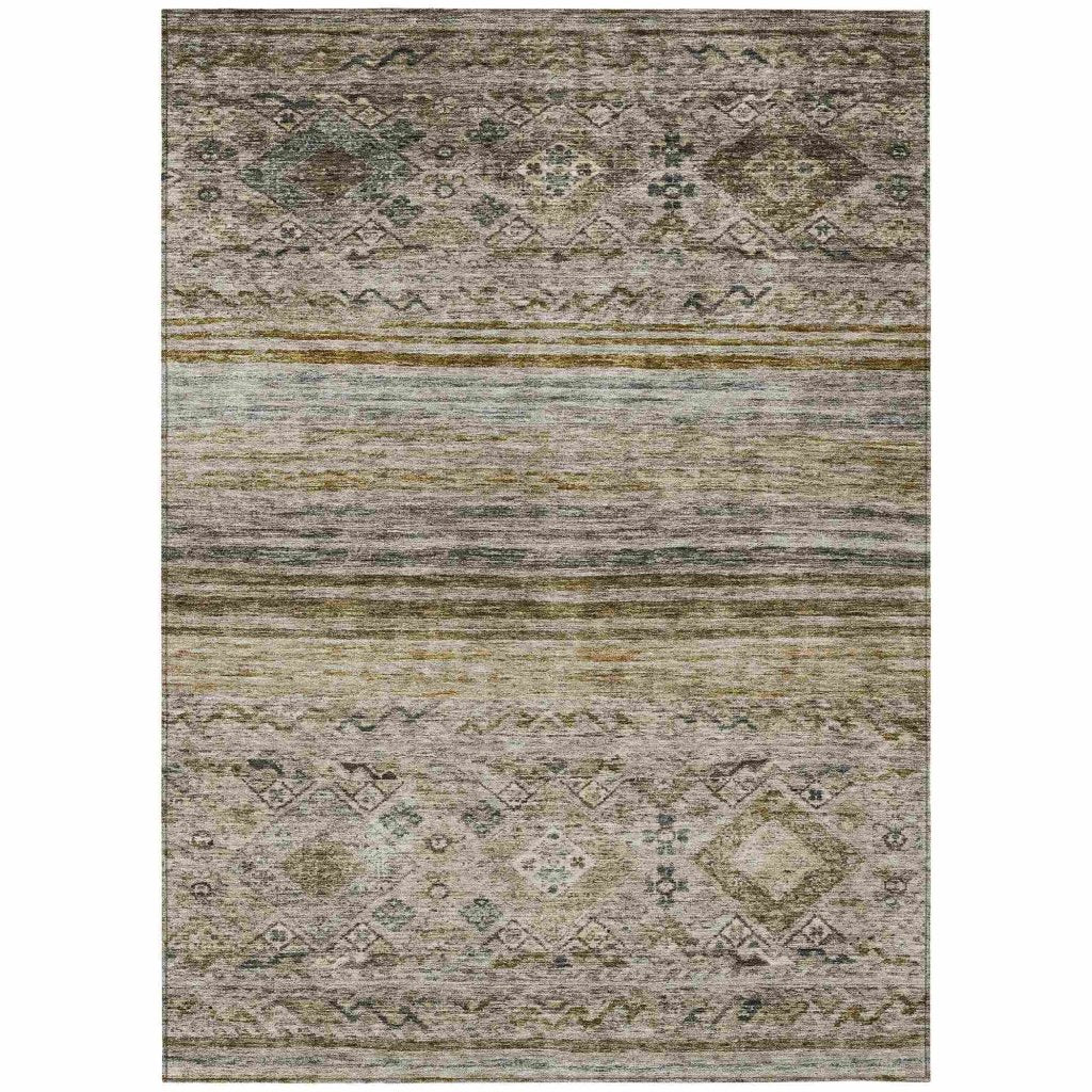 LOOMLAN Rugs Fariza Brown Washable Indoor-Outdoor Rug