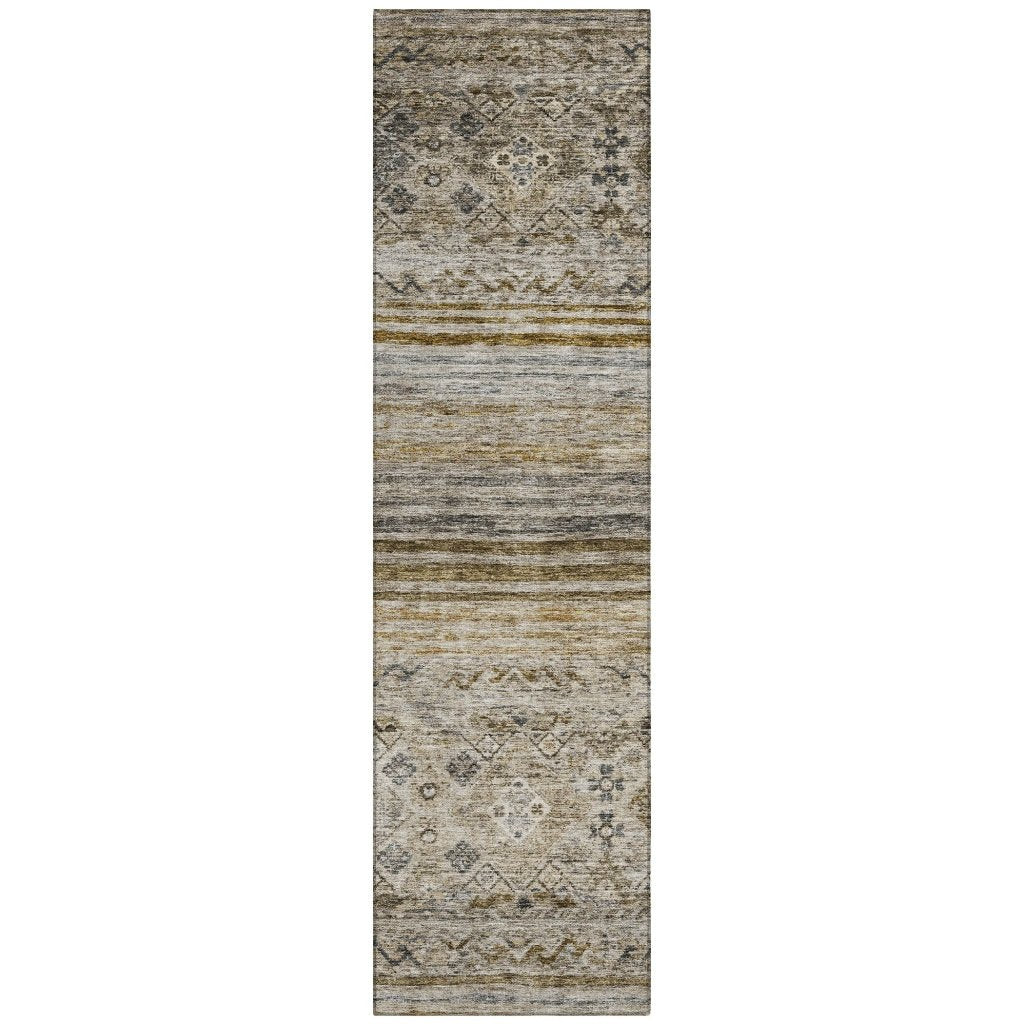 LOOMLAN Rugs Fariza Brown Washable Indoor-Outdoor Rug