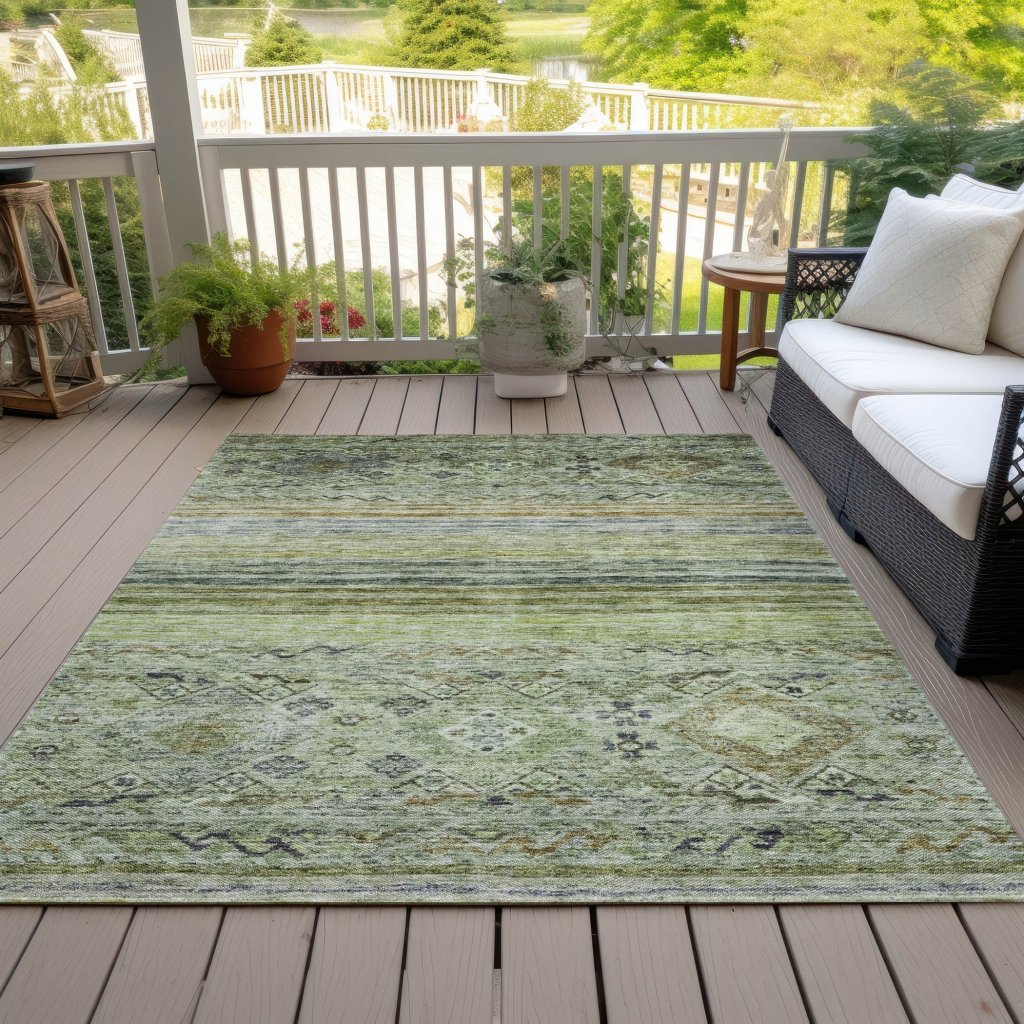 LOOMLAN Rugs Fariza Green Washable Indoor-Outdoor Rug