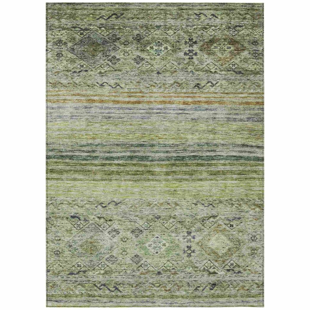 LOOMLAN Rugs Fariza Green Washable Indoor-Outdoor Rug