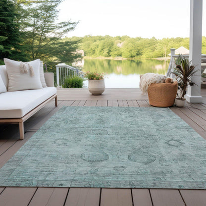 Laeanor Teal Washable Indoor-Outdoor Rug