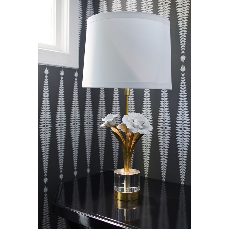 Chelsea House Rose Flowers Design With Tapered Drum Shade Table Lamp