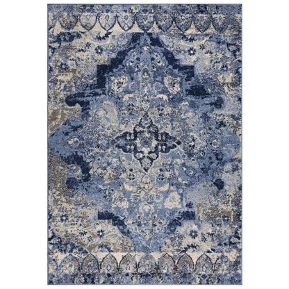 Dana Medallion Blue Kitchen Hallway Runner Rug