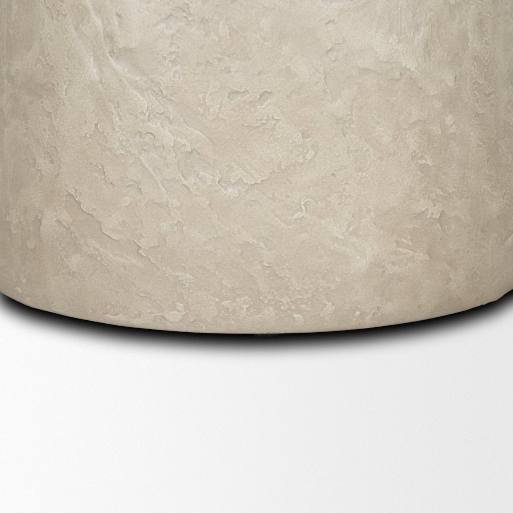 Mesa Round Stone Finish Pillar Accent Table -- Cream