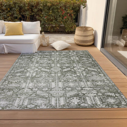 Laearis Gray Washable Indoor-Outdoor Rug