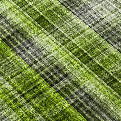 Plaid Green Washable Indoor-Outdoor Rug
