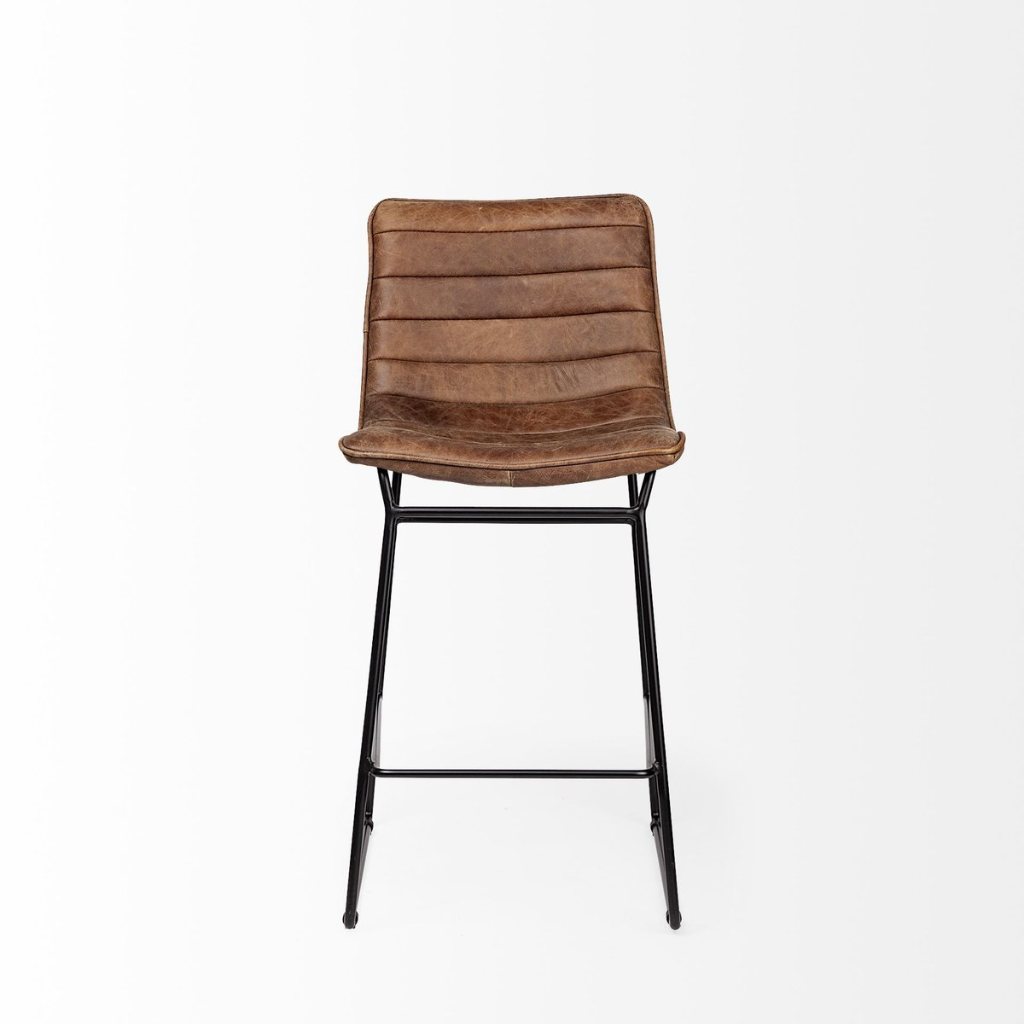 Meritt 37"H Brown Leather High-Back Bar Stool -- Brown