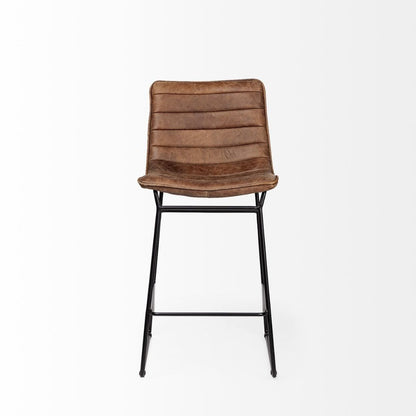 Meritt 37"H Brown Leather High-Back Bar Stool -- Brown