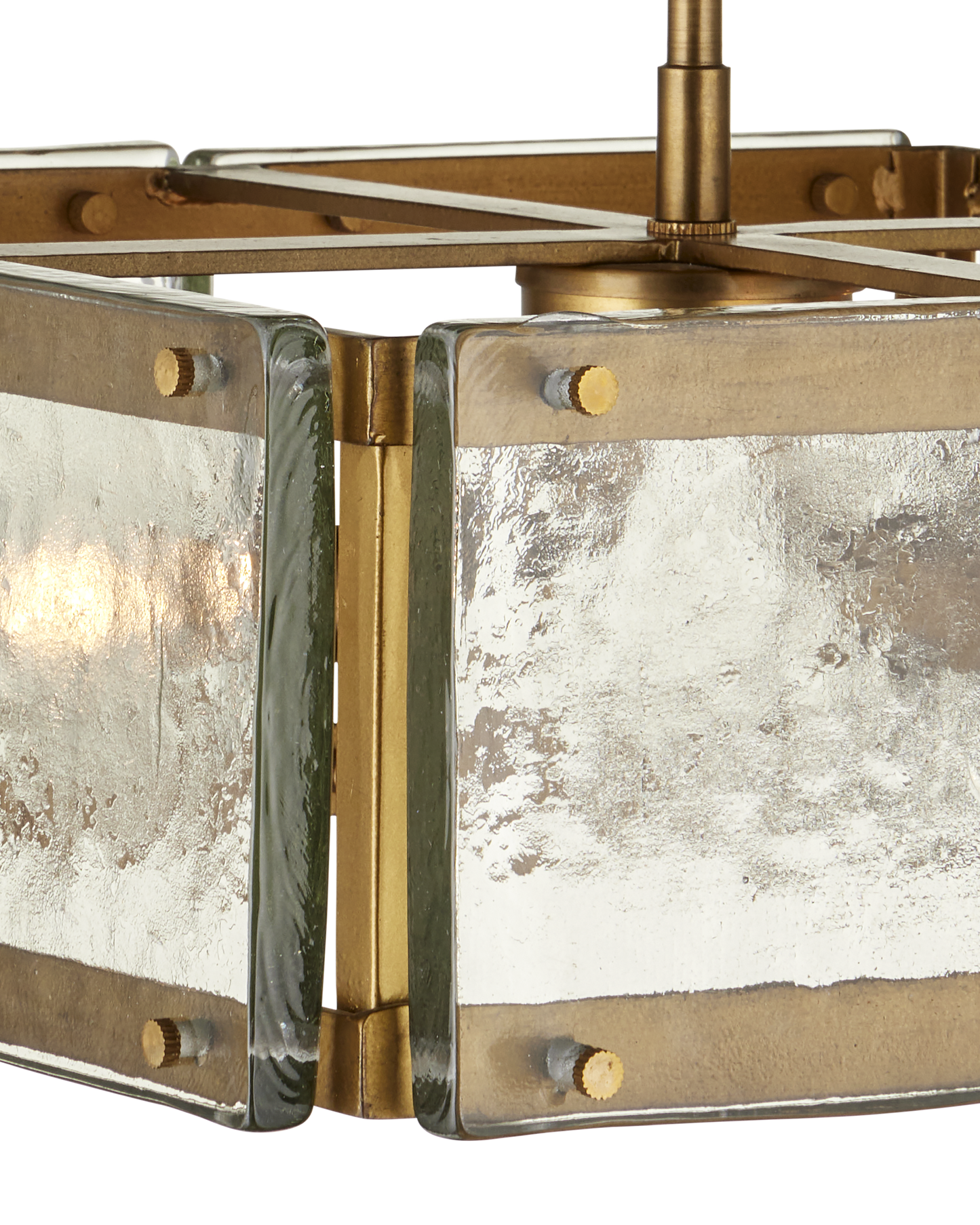 Countervail Metal and Glass Gold Square Semi-Flush Mount