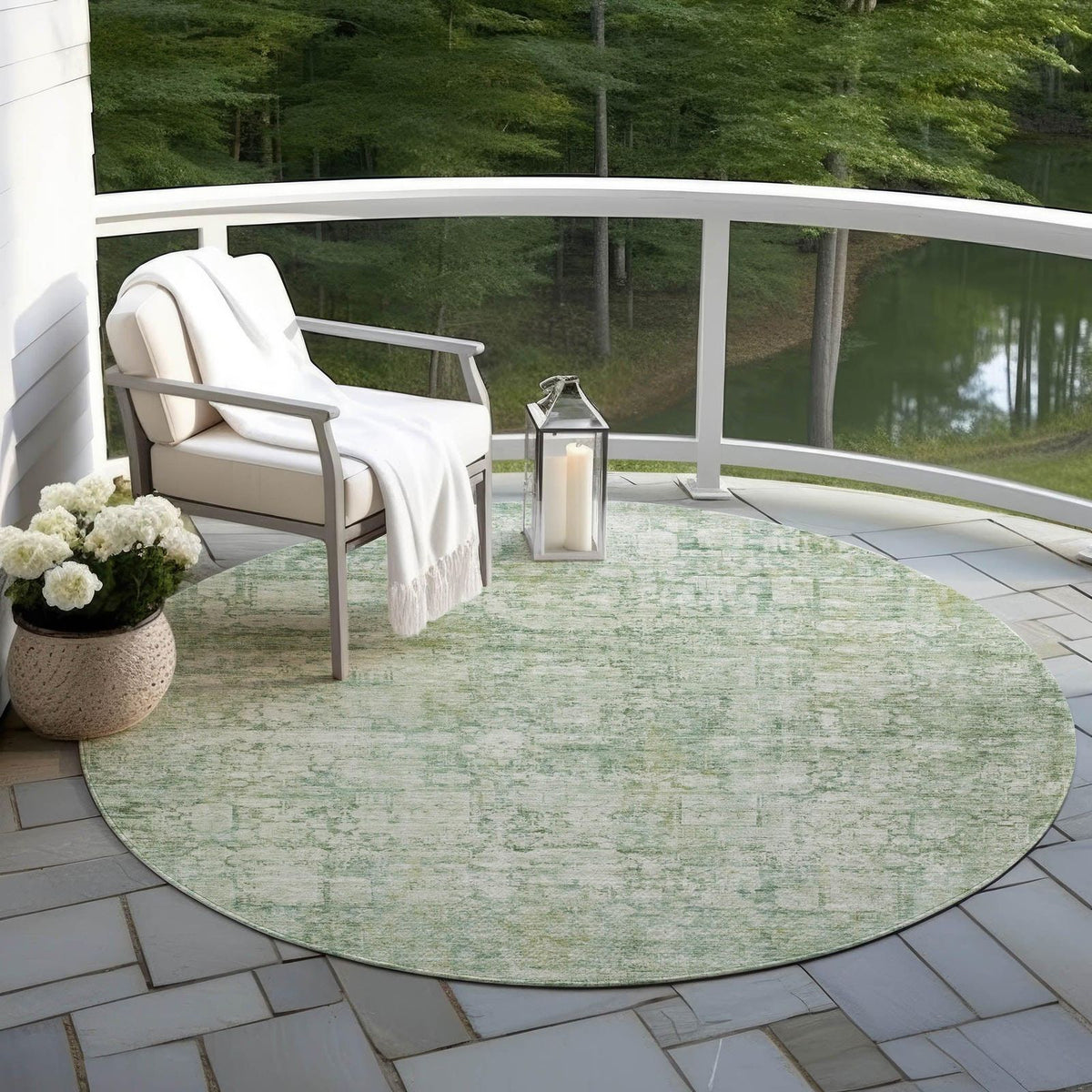 Kaelien Green Washable Indoor-Outdoor Rug