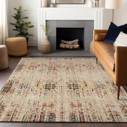 Haelon Beige Washable Indoor-Outdoor Rug -- beige