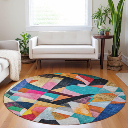 Jaelira Blue Washable Indoor-Outdoor Rug