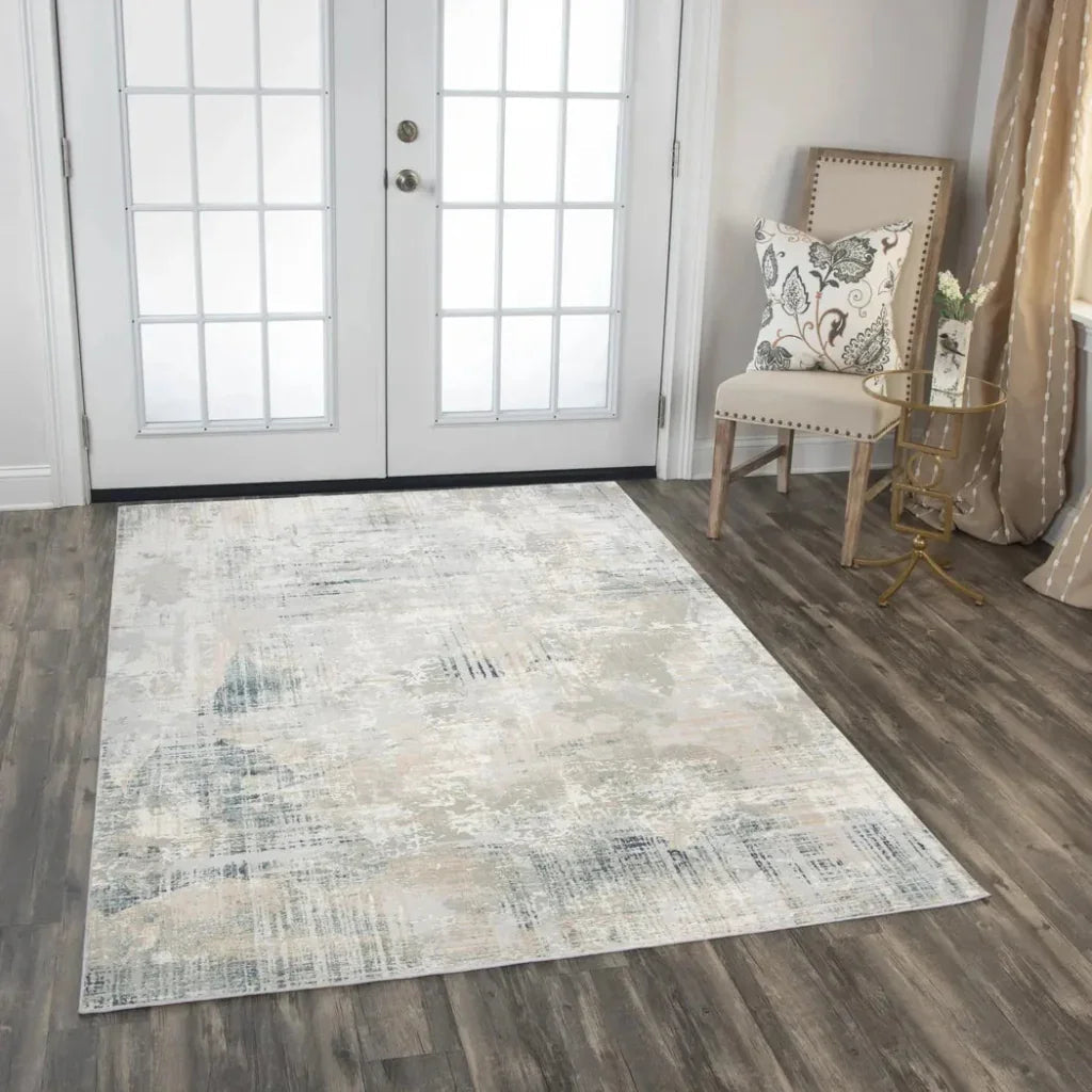 Bove Abstract Blue Kitchen Hallway Runner Rug -- blue