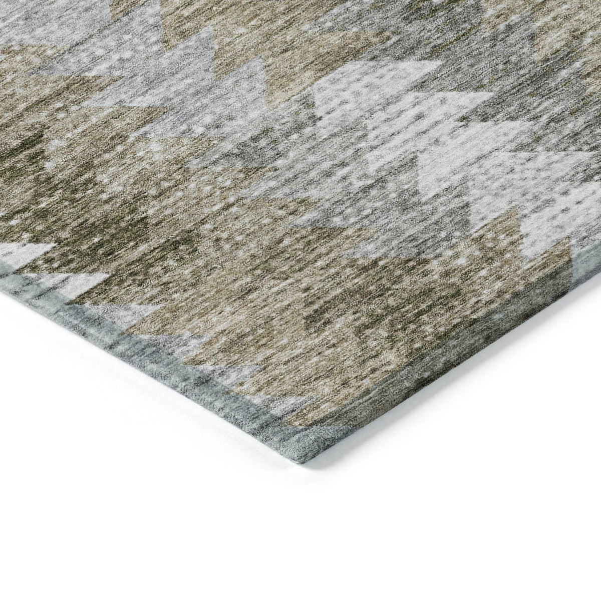 Angled Checks Brown Washable Indoor-Outdoor Rug