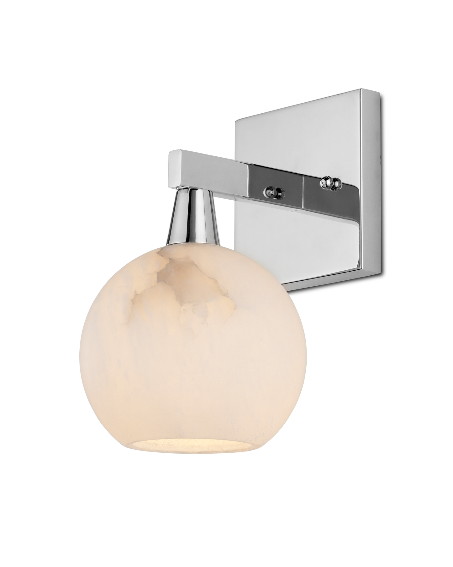 Bombelles Metal and Alabaster Silver Bath Wall Sconce