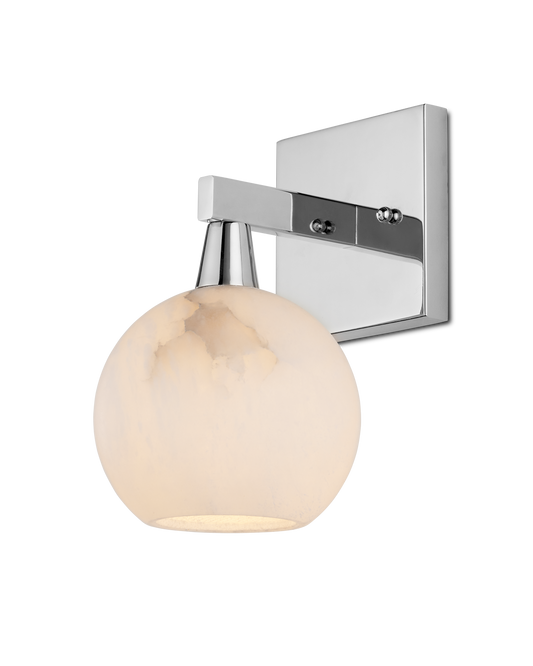 Bombelles Metal and Alabaster Silver Bath Wall Sconce