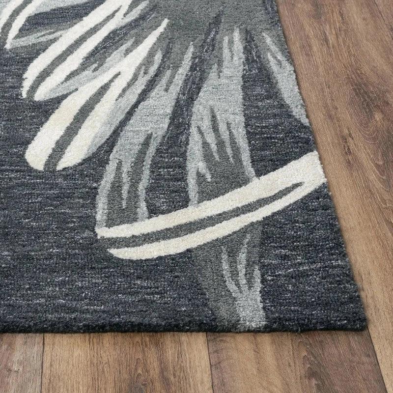 Clun Floral Charcoal Area Rugs For Living Room - LOOMLAN - LOOMLAN - Area Rugs