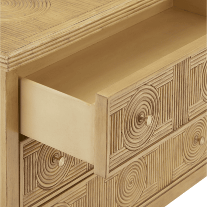 38 in. Santos Sea Sand Wood and Glass Brown Chest