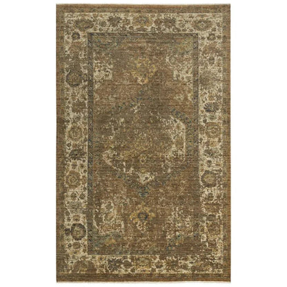 Amla Floral Brown/ Beige Large Area Rugs