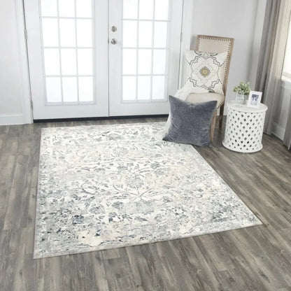 Boxy Scroll Gray Kitchen Hallway Runner Rug -- gray
