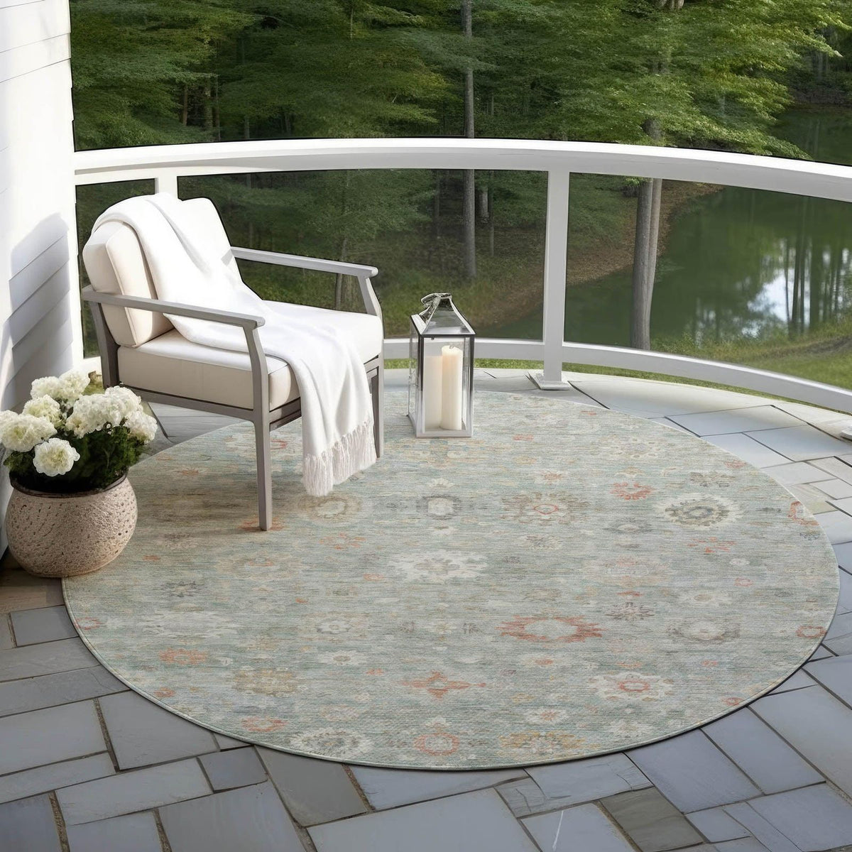 Laeara Green Washable Indoor-Outdoor Rug