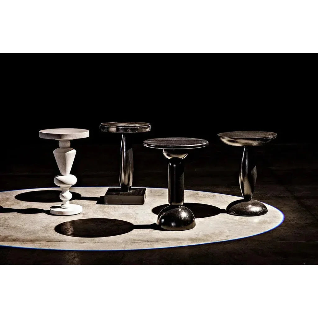 Noir Fenring Round Wood Side Table