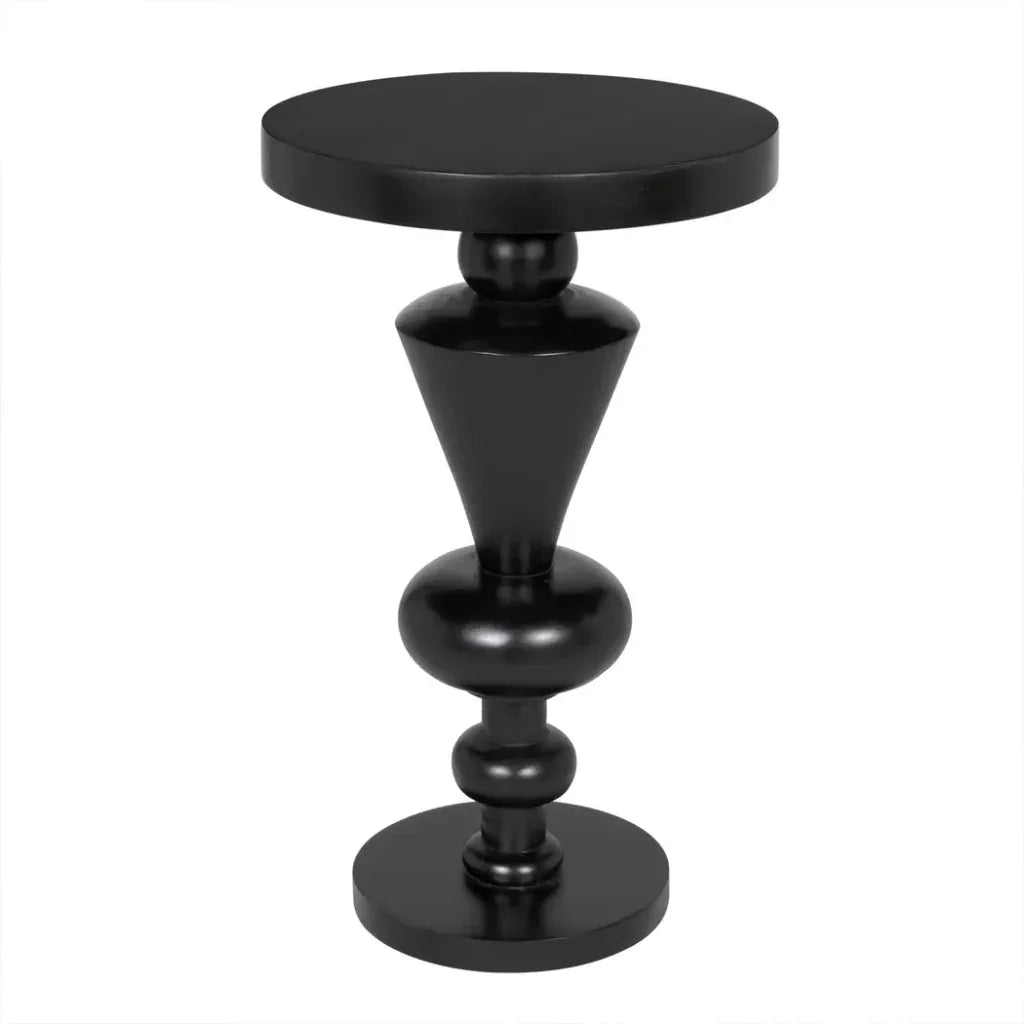 Noir Fenring Round Wood Side Table