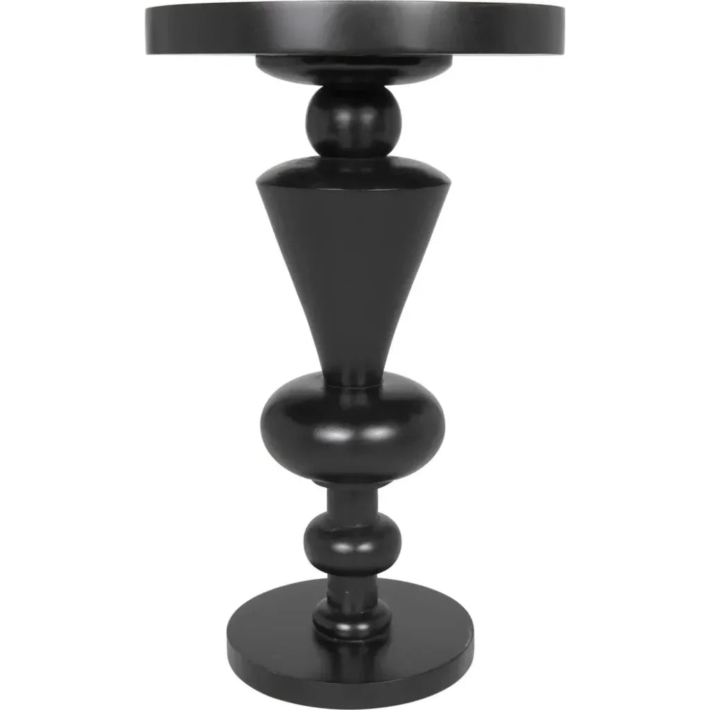 Noir Fenring Round Wood Side Table