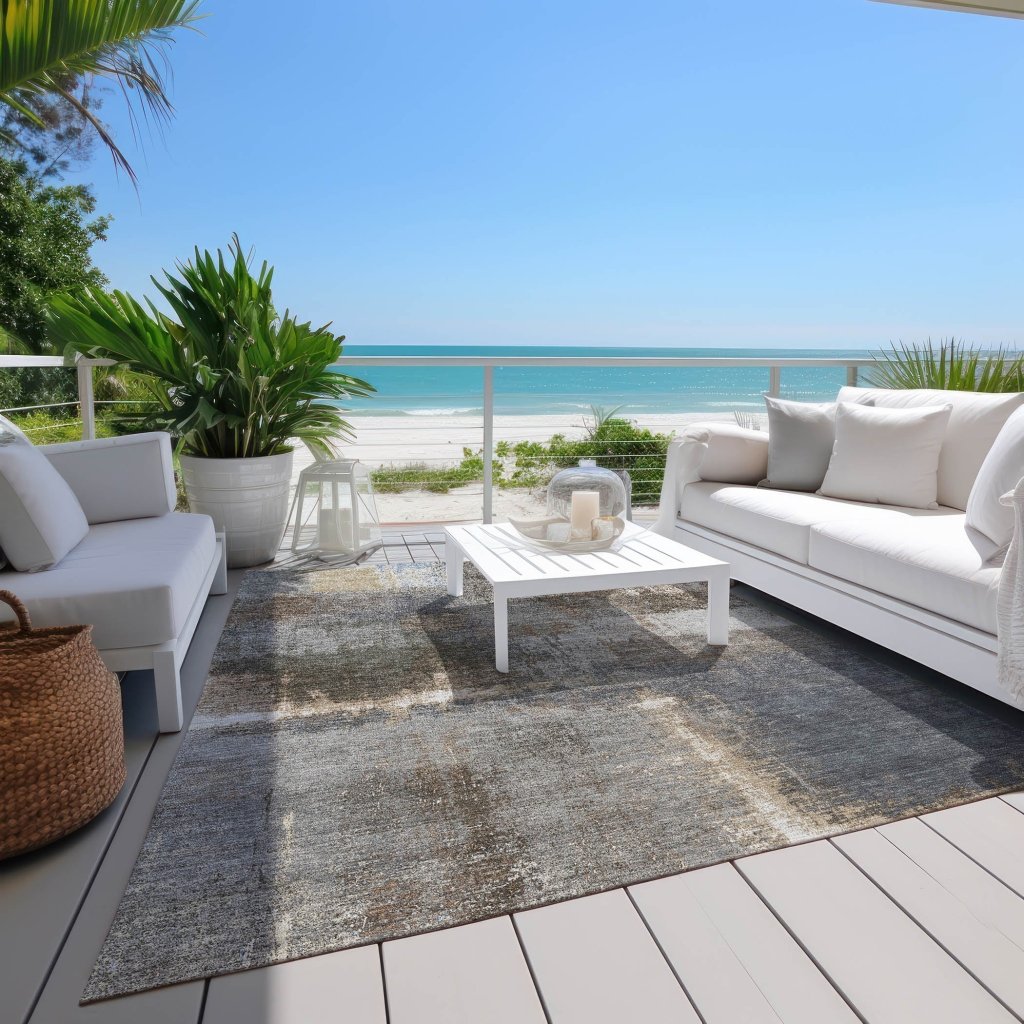 Fernal Brown Washable Indoor - Outdoor Rug - LOOMLAN - LOOMLAN Rugs - Outdoor Rugs